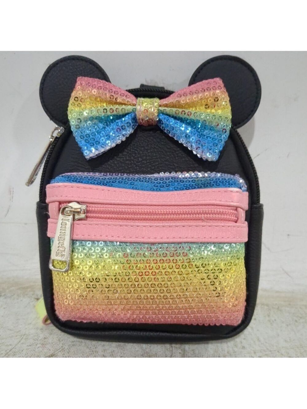 Disney Parks Loungefly Rainbow Sequin Mini Wristlet Bag